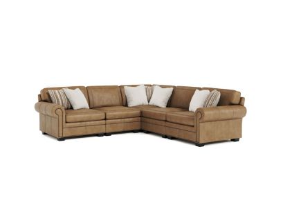 Bernhardt Grandview Brown Genuine Leather 5-Piece Sectional