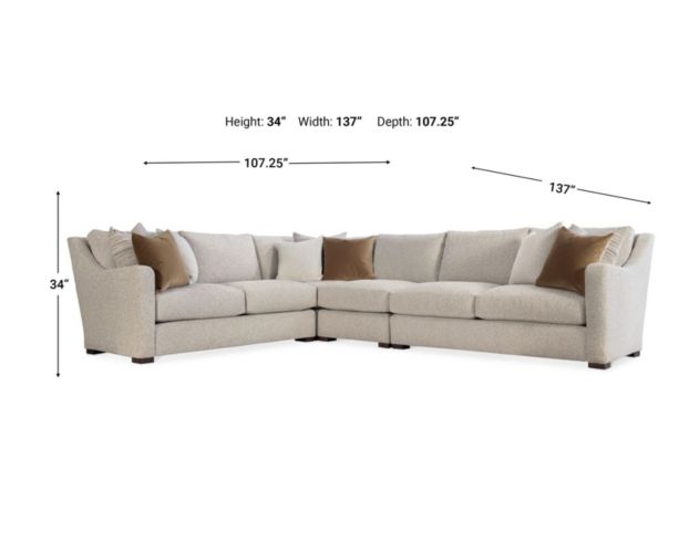 Bernhardt Ventura White & Tan 4-Piece Sectional large image number 4