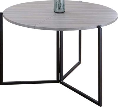 Chintaly 8389 Collection Gray Round, Foldable Round Table