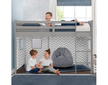 Children's Products Llc Gray Twin Loft Bed with Guardrail and Ladder