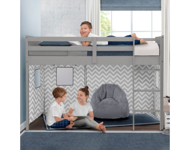 Children's Products Llc Gray Twin Loft Bed with Guardrail and Ladder large image number 2