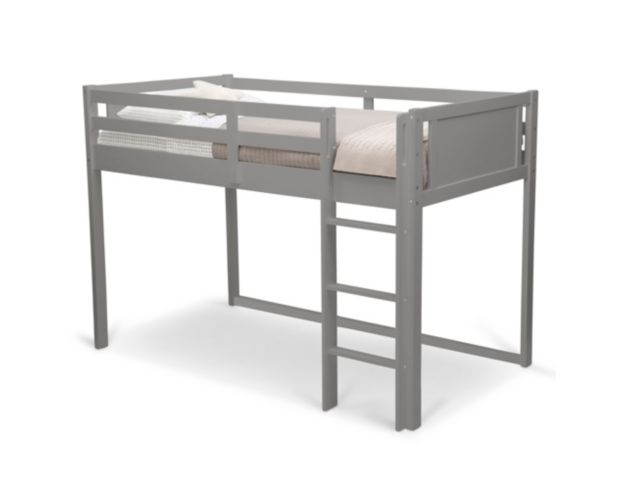 Children's Products Llc Gray Twin Loft Bed with Guardrail and Ladder large image number 3