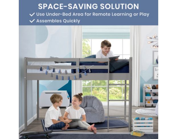 Children's Products Llc Gray Twin Loft Bed with Guardrail and Ladder large image number 6