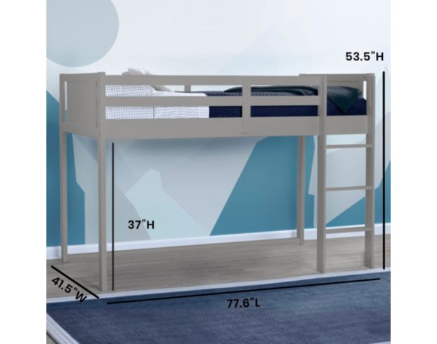 Children's Products Llc Gray Twin Loft Bed with Guardrail and Ladder large image number 8