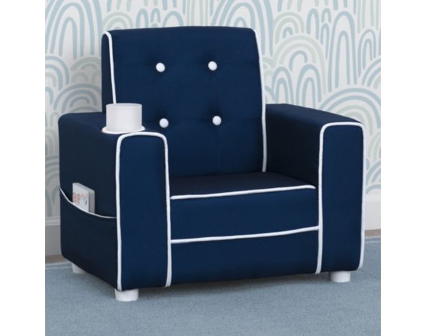 Children's Products Llc Chelsea Kids Blue Upholstered Chair with Cupholder large image number 1