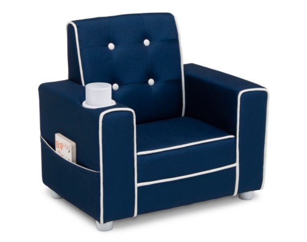 Children's Products Llc Chelsea Kids Blue Upholstered Chair with Cupholder large image number 2