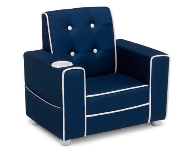 Children's Products Llc Chelsea Kids Blue Upholstered Chair with Cupholder large image number 3