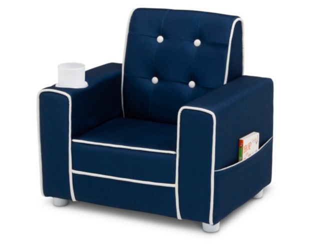 Children's Products Llc Chelsea Kids Blue Upholstered Chair with Cupholder large image number 5