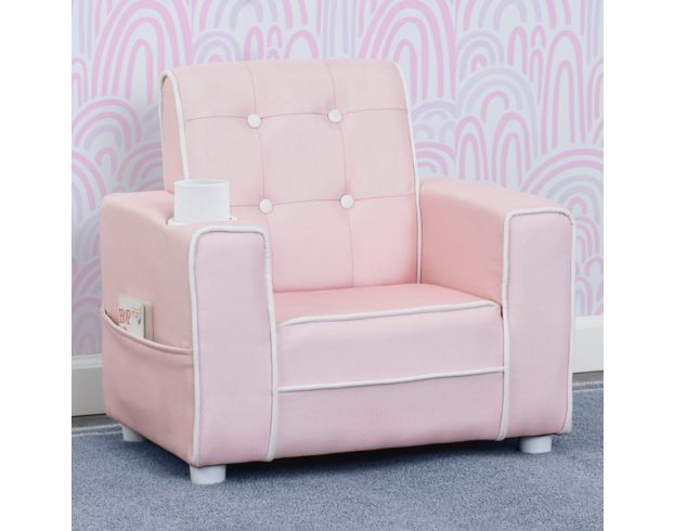 Children's Products Llc Chelsea Kids Pink Upholstered Chair with Cupholder large image number 1