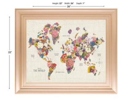 Classy Art Botanical Floral Map 22 x 26