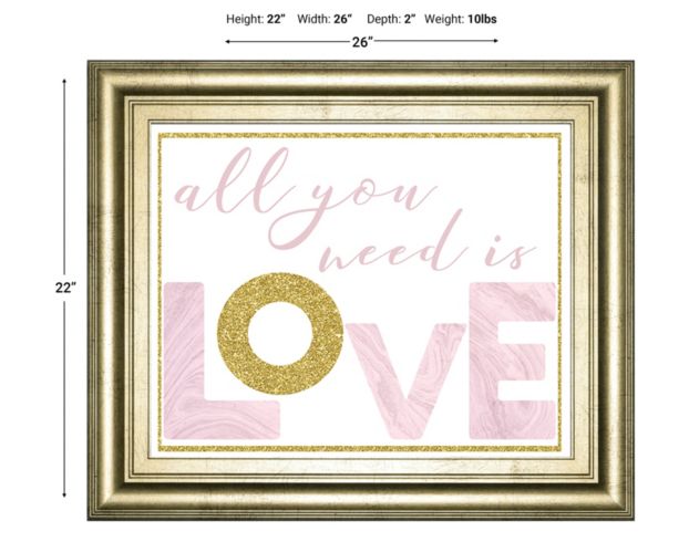 Classy Art All You Need Is Love 22 X 26 large image number 2