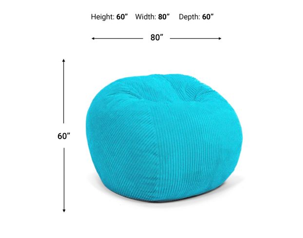 Cordaroy's Cyan Plush Corduroy Queen Convertible Bean Bag Bed large image number 4