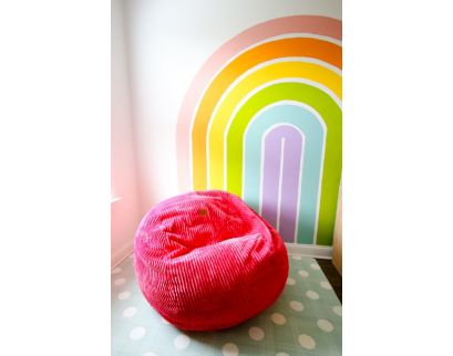 Cordaroy's Fuchsia Plush Corduroy Queen Convertible Bean Bag Bed