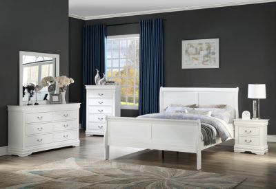 Crown Mark Louis Philippe White 4-Piece Queen Bedroom Set