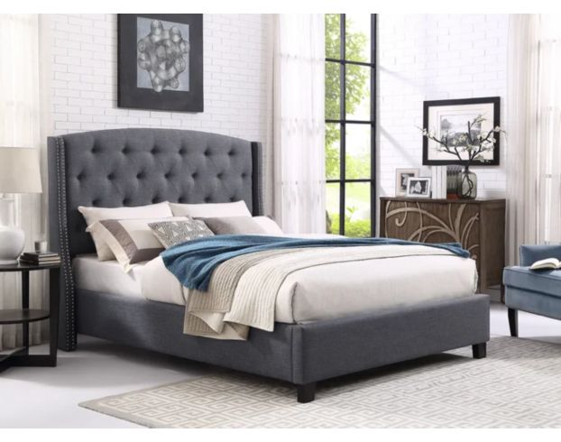 Crown Mark Eva Gray Queen Upholstered Bed large image number 3
