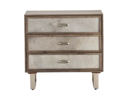 Crestview Collection Theodore Cowhide 3-Drawer Nightstand