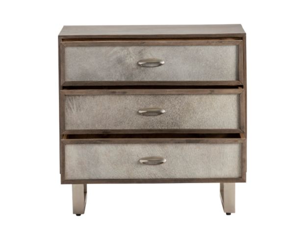 Crestview Collection Theodore Cowhide 3-Drawer Nightstand large image number 2