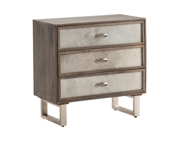 Crestview Collection Theodore Cowhide 3-Drawer Nightstand large image number 3