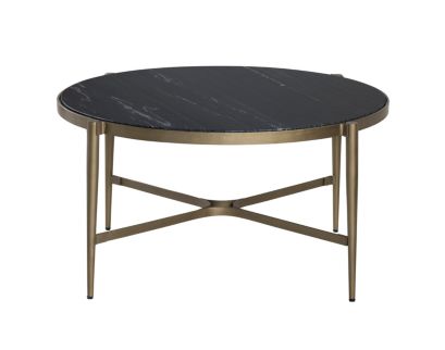 Crestview Collection Xander Black Marble Round Cocktail Table