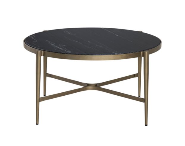 Crestview Collection Xander Black Marble Round Cocktail Table large image number 1