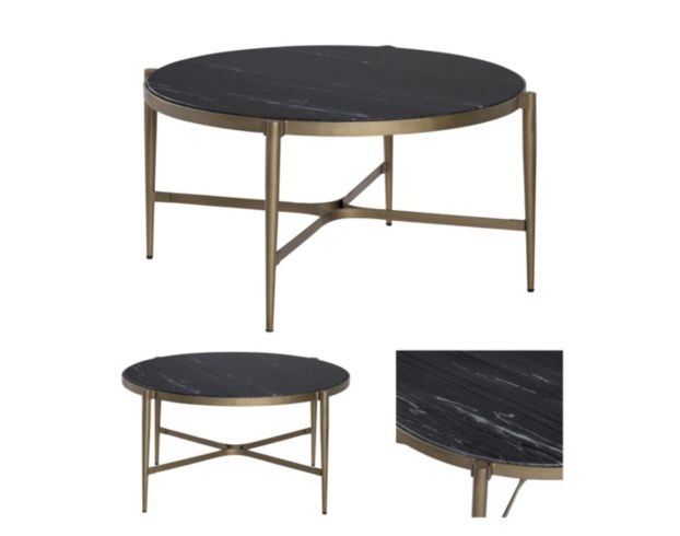 Crestview Collection Xander Black Marble Round Cocktail Table large image number 4