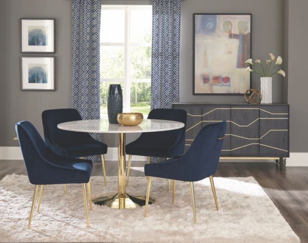 Blue velvet dining discount set