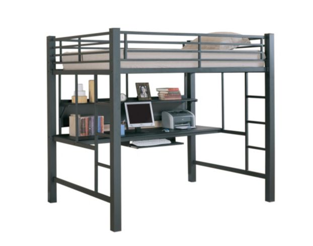 Coaster Full Metal Loft Bed with Desk large image number 1