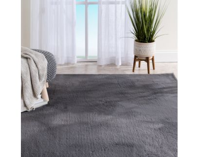 Central Oriental Belgian Gray Faux Fur 7.6 X 9.6 Rug