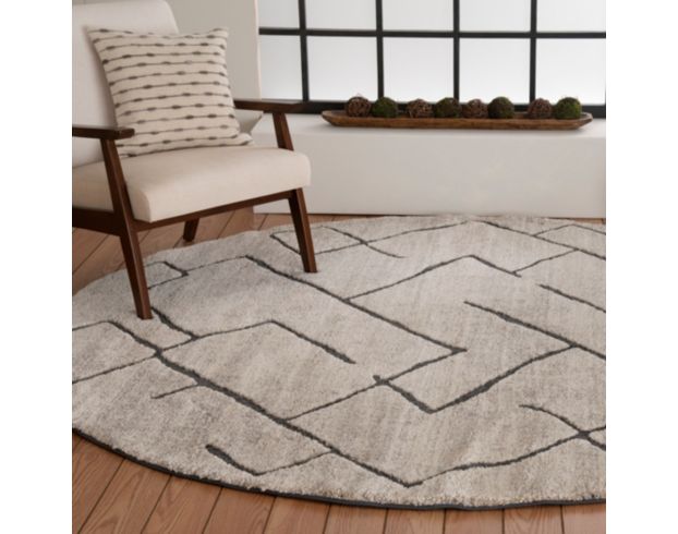 Central Oriental Alette Zinc and Coconut 7.10-Foot Round Rug large image number 7