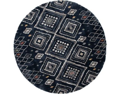 Central Oriental Iris 7.10-Foot Round Rug