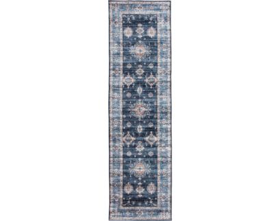 Central Oriental Velveteen Raquel Blue 2.3 x 6 Runner Rug