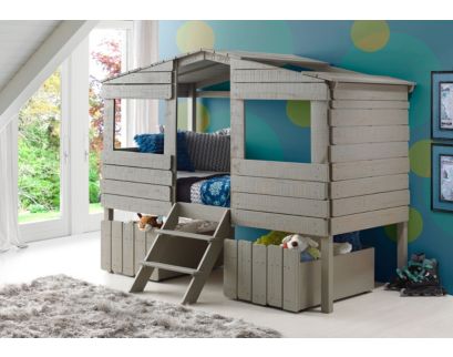 Donco Trading Co Treehouse Rustic Gray Twin Loft Bed