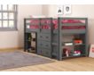 Donco Trading Co. Study Loft Grey Loft Bed w/ Desk, Bookcase, Chest small image number 2