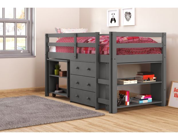 Study Loft Grey Bed W, Twin Loft Bed With Desk And Bookcase