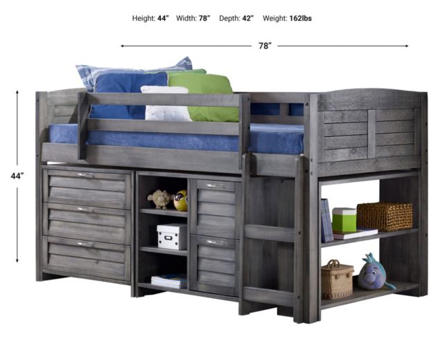 Donco Trading Co. Louver Twin Loft Bed with Storage large image number 3