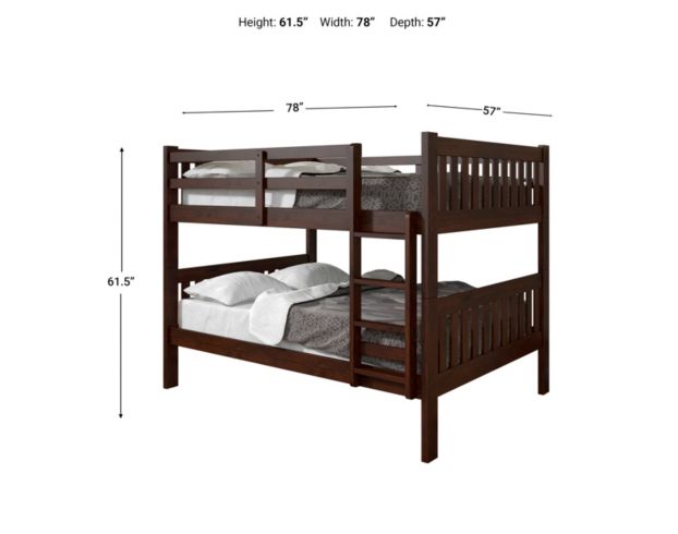 Donco Trading Co Mission Full Over Full Brown Bunk Bed large image number 3