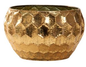 D & W Silks, Inc 23 x 14 Gold Metal Geometric Planter