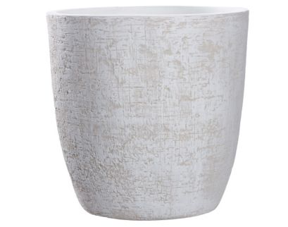 D & W Silks, Inc 17-Inch White Textured Ceramic Planter