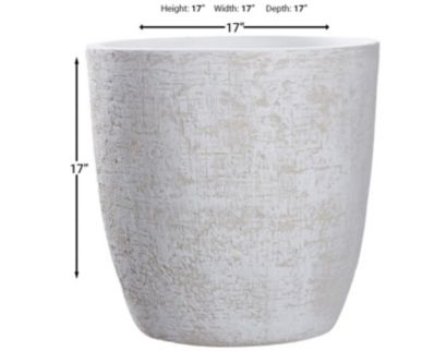 D & W Silks, Inc 17-Inch White Textured Ceramic Planter