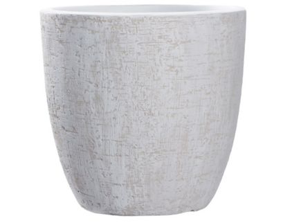 D & W Silks, Inc 15-Inch White Textured Ceramic Planter