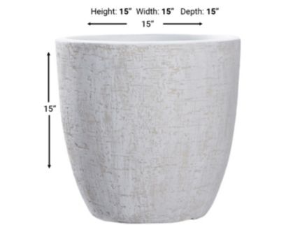 D & W Silks, Inc 15-Inch White Textured Ceramic Planter