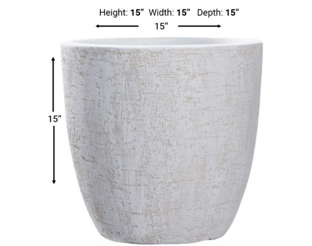 D & W Silks, Inc 15-Inch White Textured Ceramic Planter large image number 2