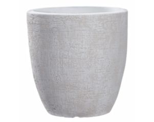 D & W Silks, Inc 13-Inch White Textured Ceramic Planter