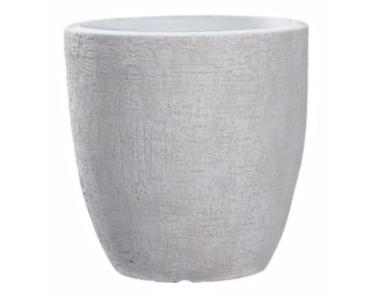 D & W Silks, Inc 13-Inch White Textured Ceramic Planter