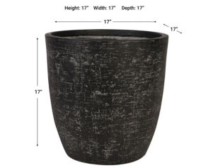 D & W Silks, Inc 18-Inch Black Textured Ceramic Planter