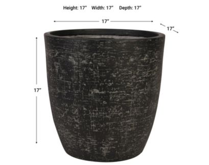 D & W Silks, Inc 18-Inch Black Textured Ceramic Planter