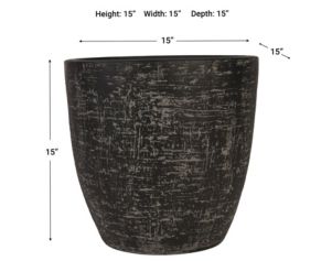 D & W Silks, Inc 15-Inch Black Textured Ceramic Planter