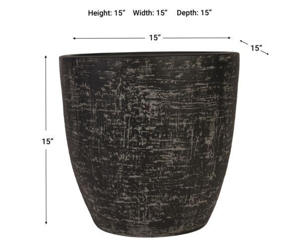 D & W Silks, Inc 15-Inch Black Textured Ceramic Planter large image number 2