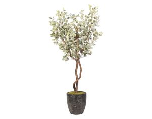 D & W Silks, Inc 7-FT Eucalyptus Tree with Black Texture Planter