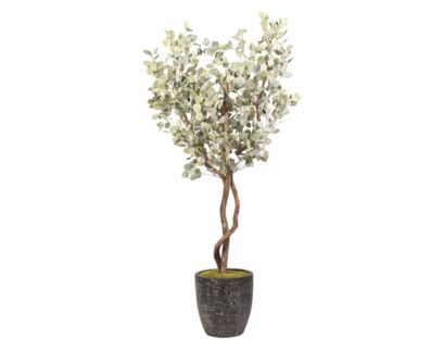 D & W Silks, Inc 7-FT Eucalyptus Tree with Black Texture Planter